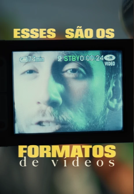 Bruno em um monitor de câmera, mostrando formatos de vídeo